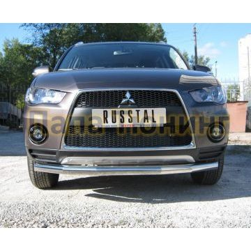 Защита переднего бампера d76 РусСталь для Mitsubishi Outlander 2010-2012