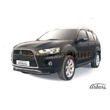 Защита переднего бампера чёрная сталь 57 мм Slitkoff для Mitsubishi Outlander XL 2010-2012 Защита переднего бампера чёрная сталь 57 мм Slitkoff для Mitsubishi Outlander XL 2010-2012