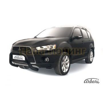 Кенгурин чёрная сталь низкий 76 мм Slitkoff для Mitsubishi Outlander XL 2010-2012 Кенгурин чёрная сталь низкий 76 мм Slitkoff для Mitsubishi Outlander XL 2010-2012