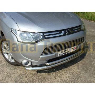 Защита передняя двойная 60-50 мм ТСС для Mitsubishi Outlander 2012-2014
