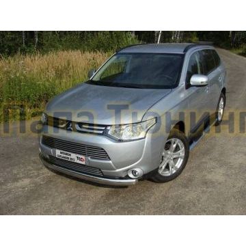 Защита передняя овальная 75х42 мм ТСС для Mitsubishi Outlander 2012-2014