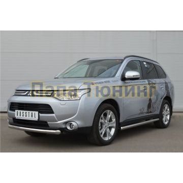 Защита переднего бампера d57 РусСталь для Mitsubishi Outlander 2012-2014