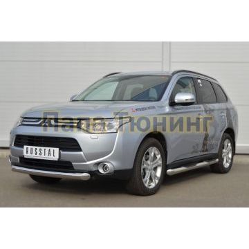 Защита переднего бампера d76 РусСталь для Mitsubishi Outlander 2012-2014