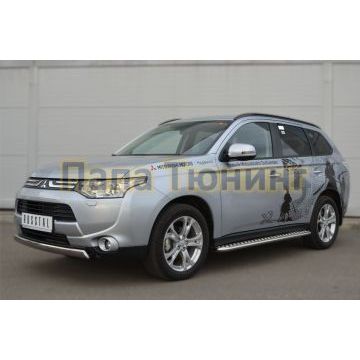 Защита передняя овальная 75х42 мм РусСталь для Mitsubishi Outlander 2012-2014