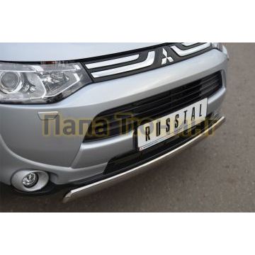 Защита передняя овальная 75х42 мм РусСталь для Mitsubishi Outlander 2012-2014