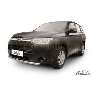 Защита передняя короткая 57 мм Slitkoff для Mitsubishi Outlander 2012-2014