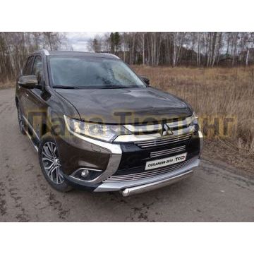 Защита передняя овальная 75х42 мм ТСС для Mitsubishi Outlander 2015-2018 Защита передняя овальная 75х42 мм ТСС для Mitsubishi Outlander 2015-2018