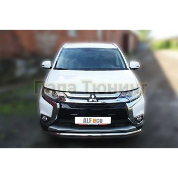 Защита переднего бампера 60 мм ALFeco для Mitsubishi Outlander 2015-2018
