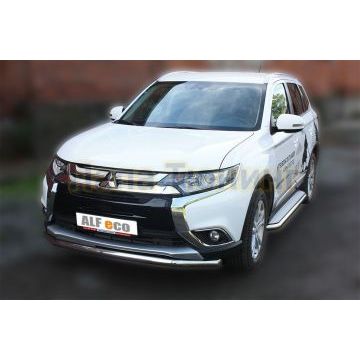 Защита переднего бампера 60 мм ALFeco для Mitsubishi Outlander 2015-2018