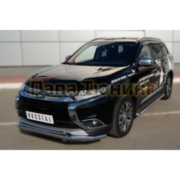 Защита переднего бампера d57 РусСталь для Mitsubishi Outlander 2015-2018
