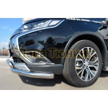 Защита передняя двойная 63-75х42 мм РусСталь для Mitsubishi Outlander 2015-2018