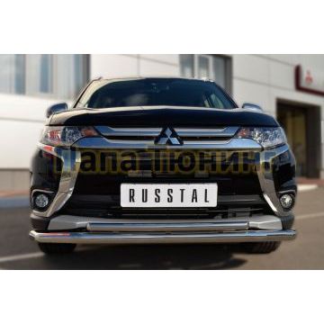 Защита передняя двойная d57-d42 РусСталь для Mitsubishi Outlander 2015-2018