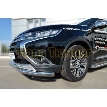 Защита передняя двойная d57-d42 РусСталь для Mitsubishi Outlander 2015-2018