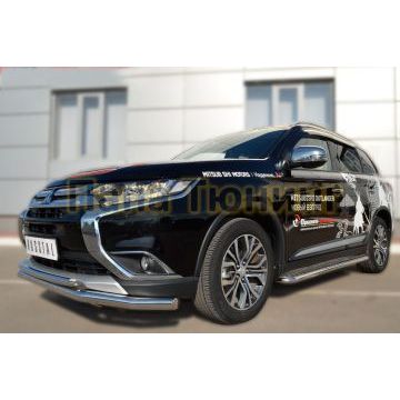 Защита передняя двойная d57-d42 РусСталь для Mitsubishi Outlander 2015-2018