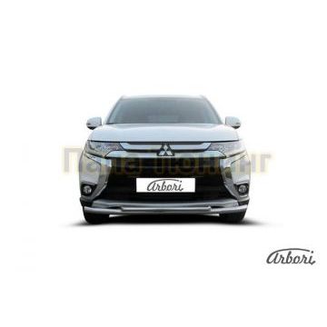 Защита передняя двойная 57-42 мм Slitkoff для Mitsubishi Outlander 2015-2018 Защита передняя двойная 57-42 мм Slitkoff для Mitsubishi Outlander 2015-2018