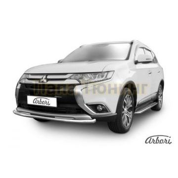 Защита переднего бампера 57 мм Slitkoff для Mitsubishi Outlander 2015-2018