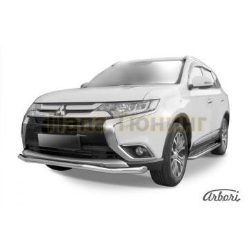 Защита передняя волна 57 мм Slitkoff для Mitsubishi Outlander 2015-2018