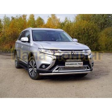 Защита переднего бампера длинная 60 мм для Mitsubishi Outlander 2018- Защита переднего бампера длинная 60 мм для Mitsubishi Outlander 2018-