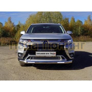 Защита передняя овальная с ДХО 75х42 мм для Mitsubishi Outlander 2018- Защита передняя овальная с ДХО 75х42 мм для Mitsubishi Outlander 2018-