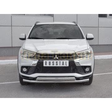 Защита передняя двойная 63-75х42 мм секции-дуга для Mitsubishi ASX 2017-2020