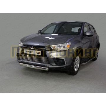 Защита передняя овальная 75х42 мм ТСС для Mitsubishi ASX 2017-