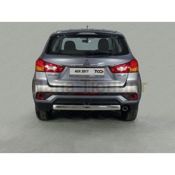 Защита заднего бампера овальная 75х42 мм ТСС для Mitsubishi ASX 2017-