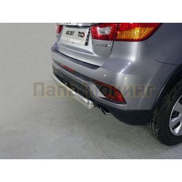 Защита заднего бампера овальная 75х42 мм ТСС для Mitsubishi ASX 2017-