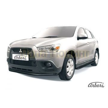 Защита переднего бампера чёрная сталь 57 мм Slitkoff для Mitsubishi ASX 2010-2013 Защита переднего бампера чёрная сталь 57 мм Slitkoff для Mitsubishi ASX 2010-2013