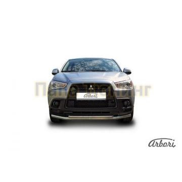 Защита передняя двойная 57-42 мм Slitkoff для Mitsubishi ASX 2010-2013 Защита передняя двойная 57-42 мм Slitkoff для Mitsubishi ASX 2010-2013