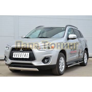 Защита передняя овальная 75х42 мм РусСталь для Mitsubishi ASX 2013-2016