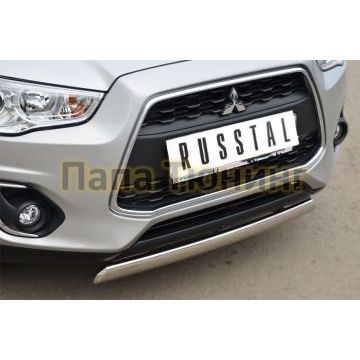 Защита передняя овальная 75х42 мм РусСталь для Mitsubishi ASX 2013-2016