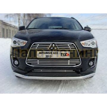 Защита передняя овальная 75х42 мм ТСС для Mitsubishi ASX 2013-2016