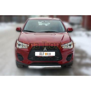 Защита передняя овальная 75х42 мм ALFeco для Mitsubishi ASX 2013-2016