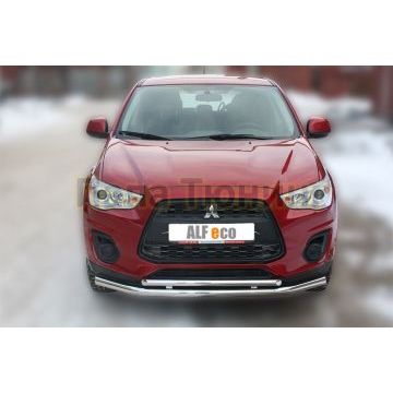 Защита передняя двойная 60-42 мм ALFeco для Mitsubishi ASX 2013-2016