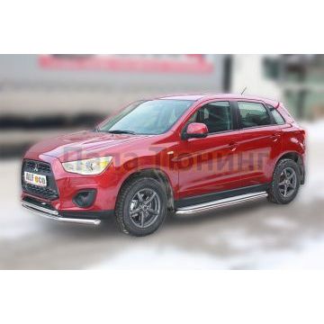 Защита передняя двойная 60-42 мм ALFeco для Mitsubishi ASX 2013-2016