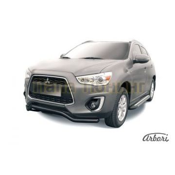 Защита передняя чёрная сталь волна 57 мм Slitkoff для Mitsubishi ASX 2013-2016 Защита передняя чёрная сталь волна 57 мм Slitkoff для Mitsubishi ASX 2013-2016