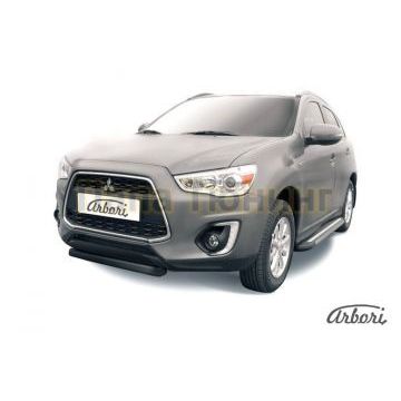 Защита передняя чёрная сталь короткая 76 мм Slitkoff для Mitsubishi ASX 2013-2016 Защита передняя чёрная сталь короткая 76 мм Slitkoff для Mitsubishi ASX 2013-2016