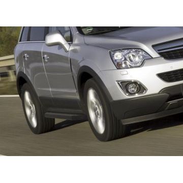 Пороги алюминиевые Rival Black-Premium для Chevrolet Captiva/Opel Antara 2006-2016