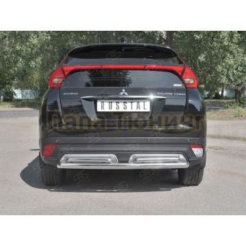 Защита заднего бампера двойная дуга d57-42х2 мм для Mitsubishi Eclipse Cross 2018-