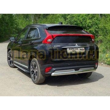 Защита заднего бампера овальная 75х42 мм ТСС для Mitsubishi Eclipse Cross 2018-