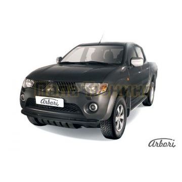 Защита переднего бампера чёрная сталь 57 мм Slitkoff для Mitsubishi L200 2006-2015