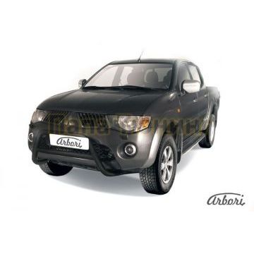 Кенгурин чёрная сталь низкий 57 мм Slitkoff для Mitsubishi L200 2006-2015