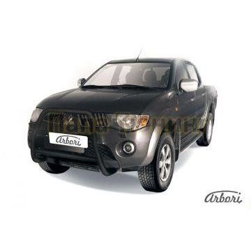 Кенгурин чёрная сталь высокий 57 мм Slitkoff для Mitsubishi L200 2006-2015