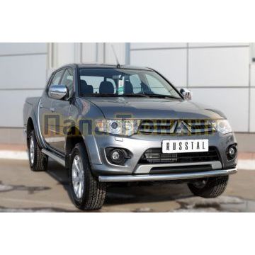 Защита переднего бампера d57 РусСталь для Mitsubishi L200 2014-2015