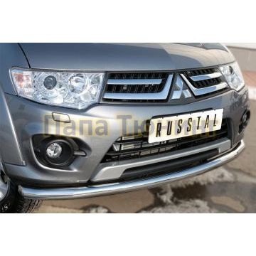 Защита переднего бампера d57 РусСталь для Mitsubishi L200 2014-2015