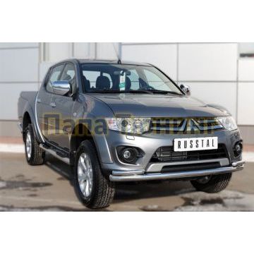 Защита передняя двойная d57-d42 РусСталь для Mitsubishi L200 2014-2015