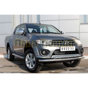 Защита передняя двойная d57-d57 РусСталь для Mitsubishi L200 2014-2015