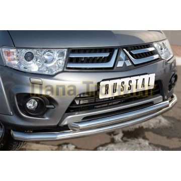 Защита передняя двойная d57-d57 РусСталь для Mitsubishi L200 2014-2015