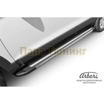 Пороги алюминиевые Arbori Luxe Black черные для Chevrolet Captiva 2006-2016