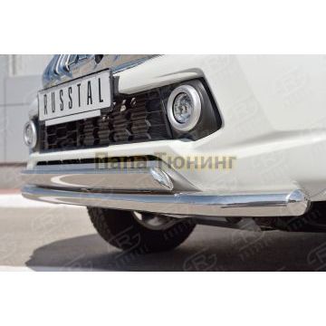 Защита передняя двойная 63-75х42 мм РусСталь для Mitsubishi L200 2015-2019